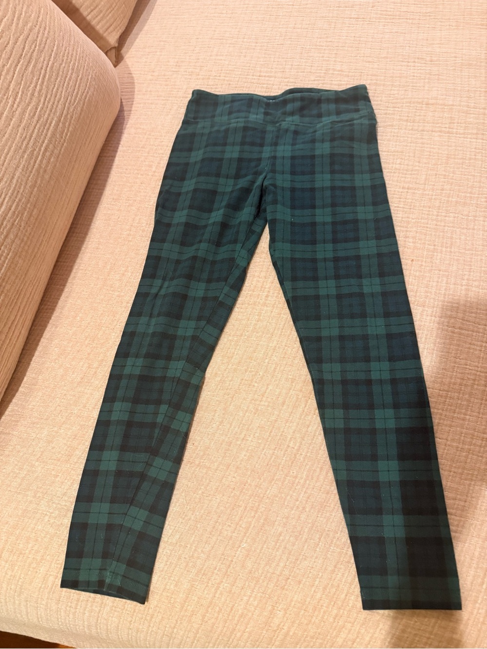 J. Crew Dark Green and Navy Plaid Leggings